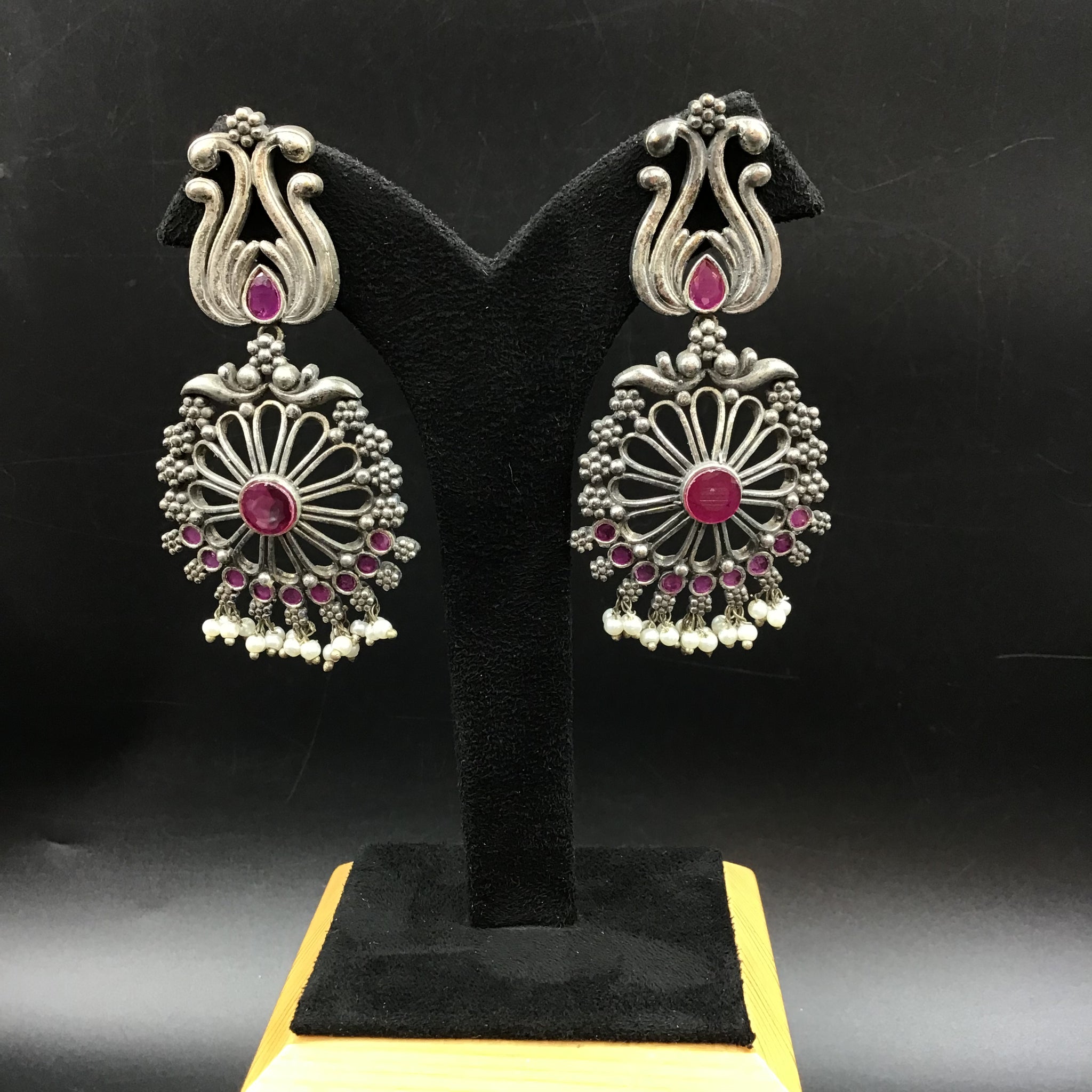 Ruby Oxidized Earring - Dazzles Jewellery