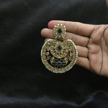 Blue Mehandi Polish Antique Chandbali - Dazzles Jewellery
