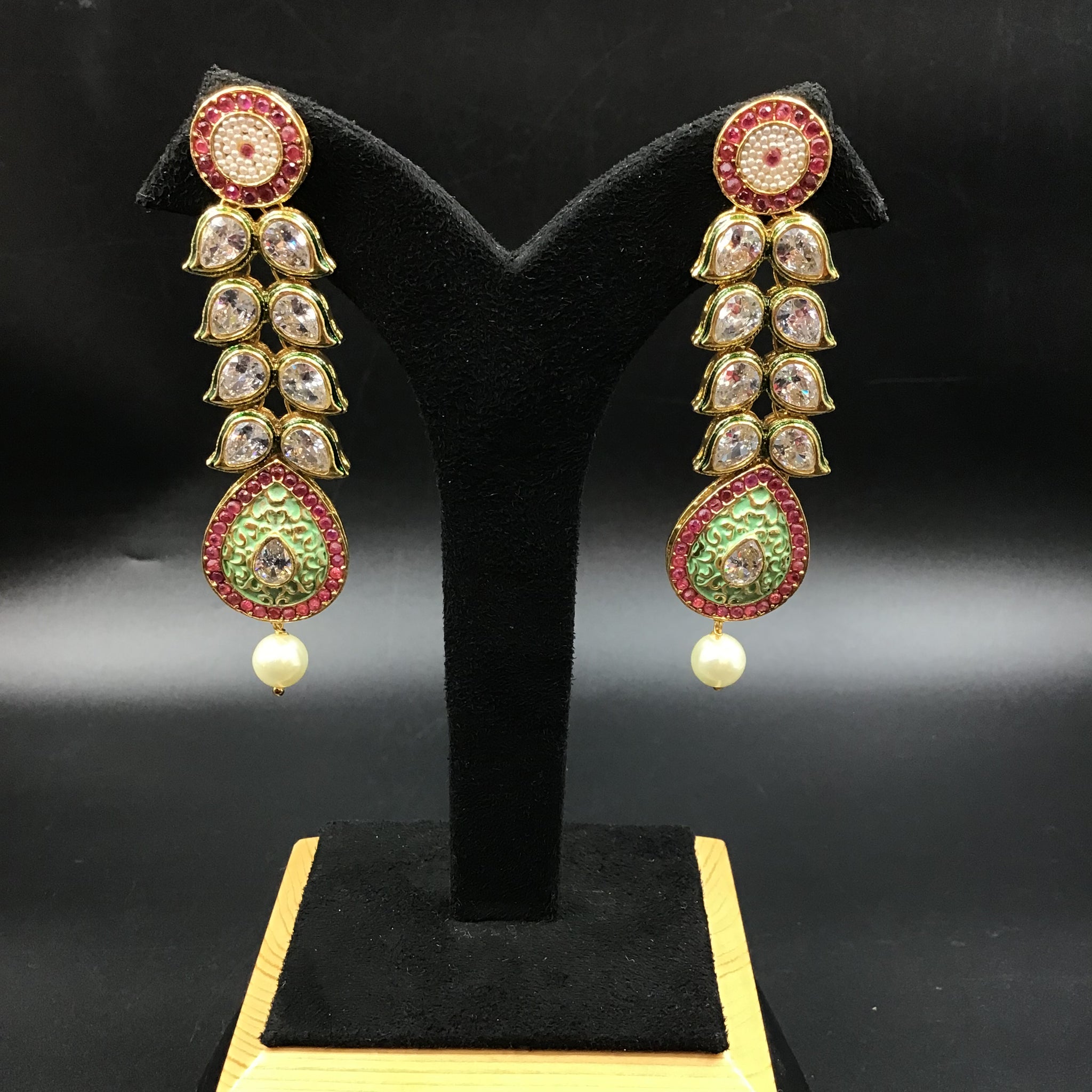 Danglers Polki Earring 5785-21 - Dazzles Jewellery