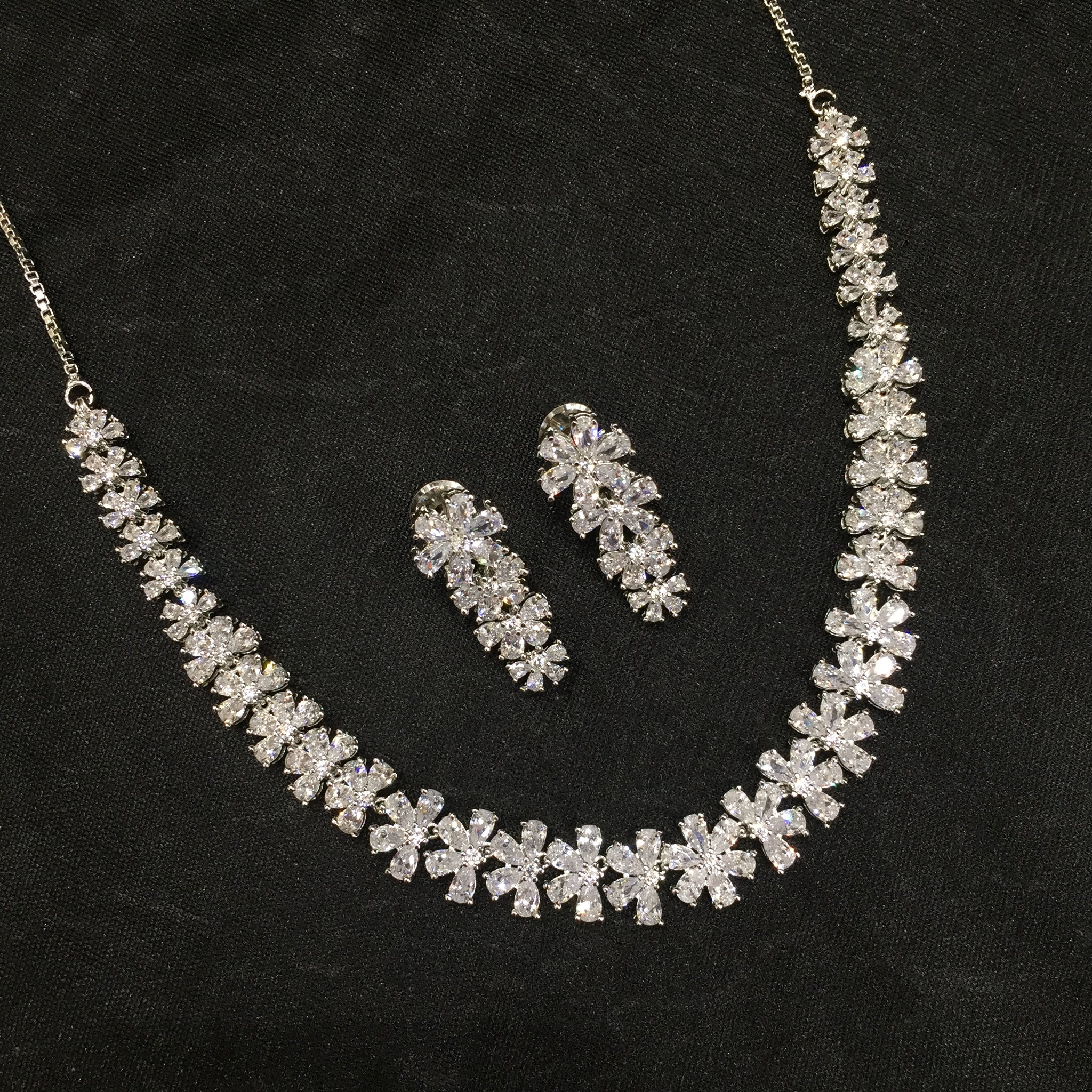 Round Neck Zircon/AD Necklace Set 6029-08 - Dazzles Jewellery