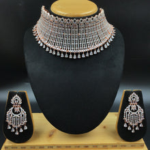 Rose Gold Zircon/AD Choker Set  14798-1938 - Dazzles Jewellery
