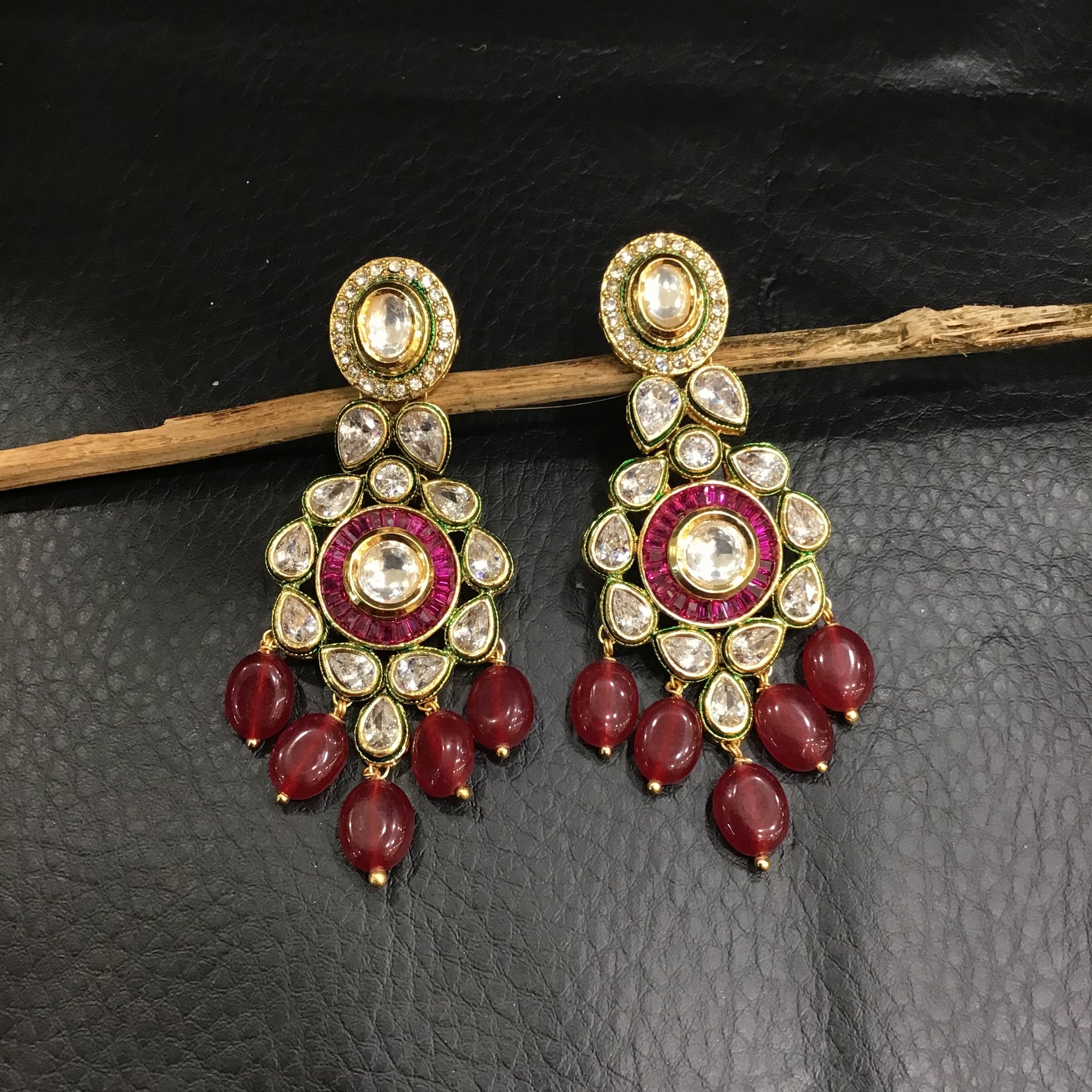 Danglers Polki Earring 4986-21 - Dazzles Jewellery
