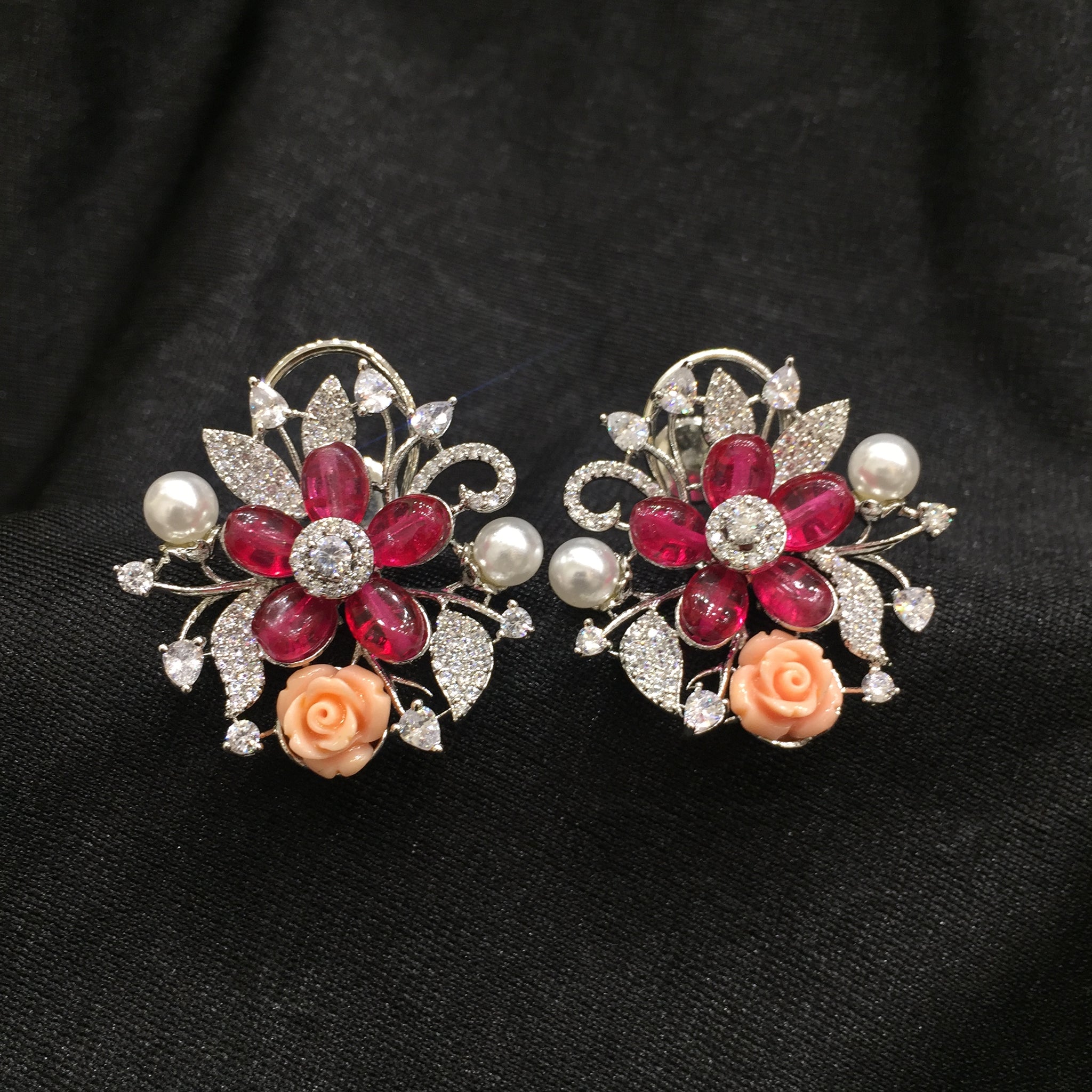 Ruby Zircon/AD Earring - Dazzles Jewellery