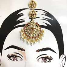 Ruby Kundan Pearl Maang Tikka 16291-3438 - Dazzles Jewellery