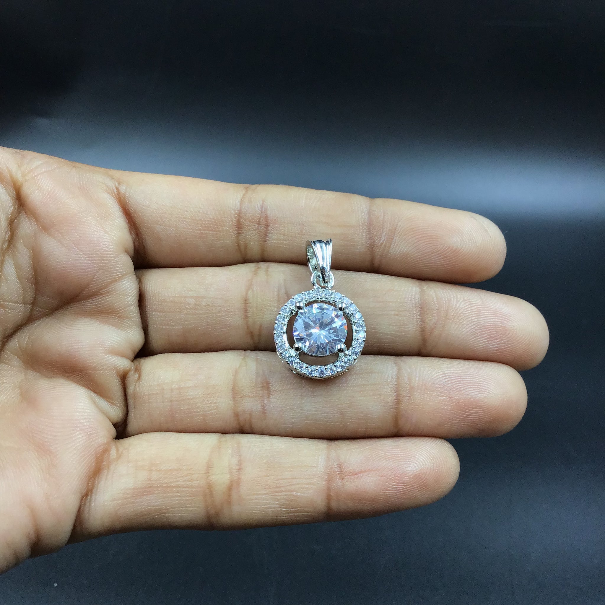 Light Zircon/AD Pendant Set 7376-34 - Dazzles Jewellery