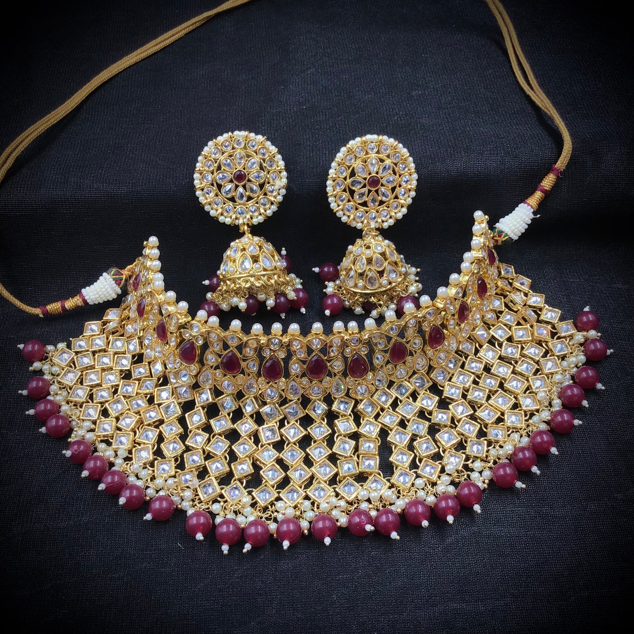 Ruby Polki Necklace Set 14543-1632 - Dazzles Jewellery