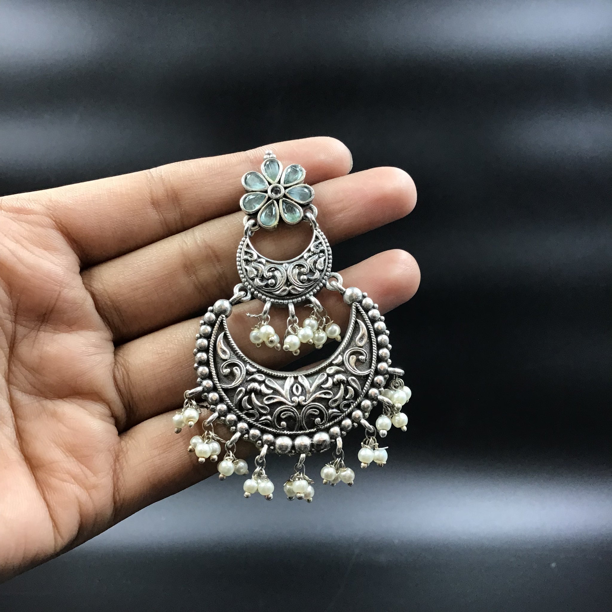 Chandbali Oxidized Earring 4695-59 - Dazzles Jewellery
