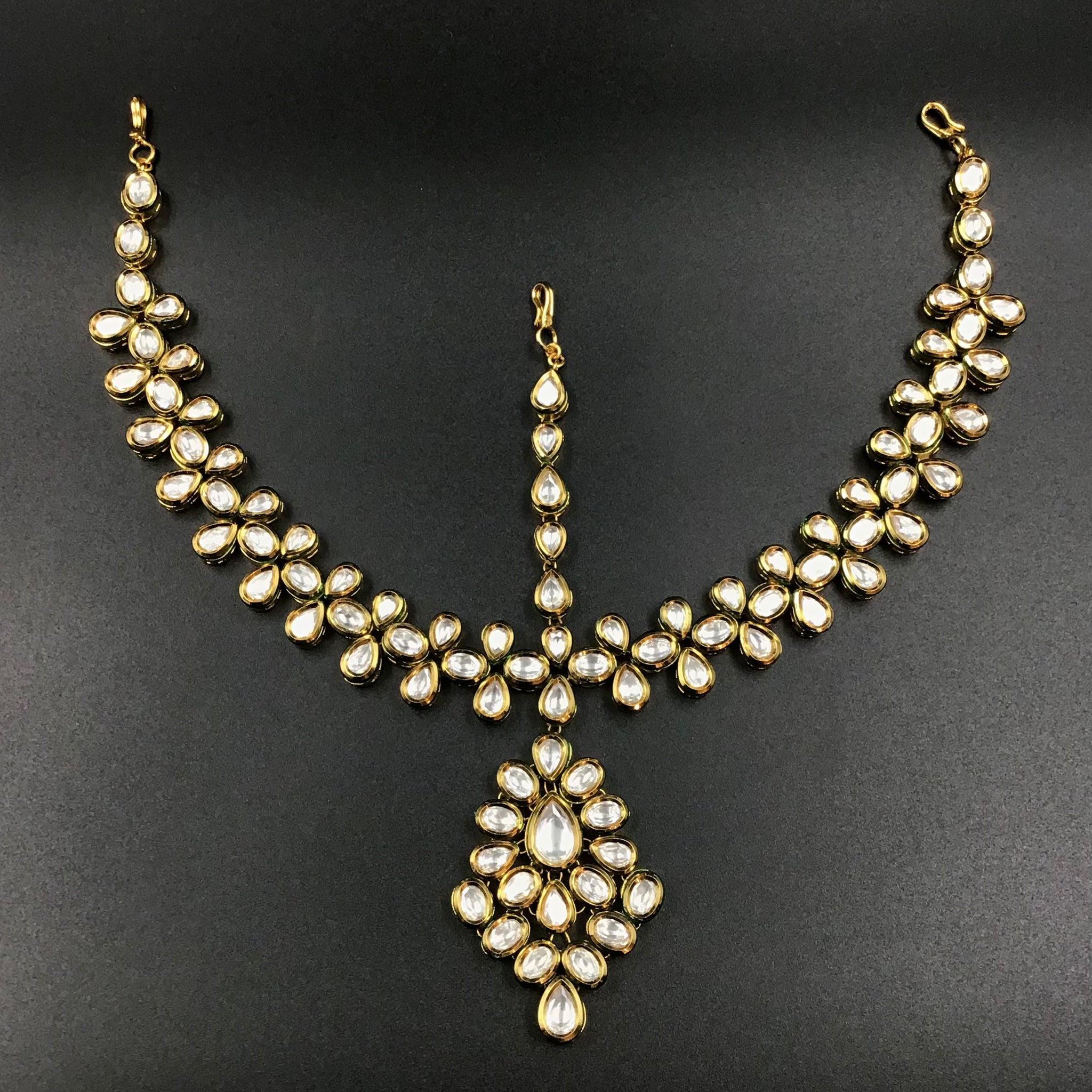 White Kundan Bridal Mathapatti 15491 - Dazzles Jewellery