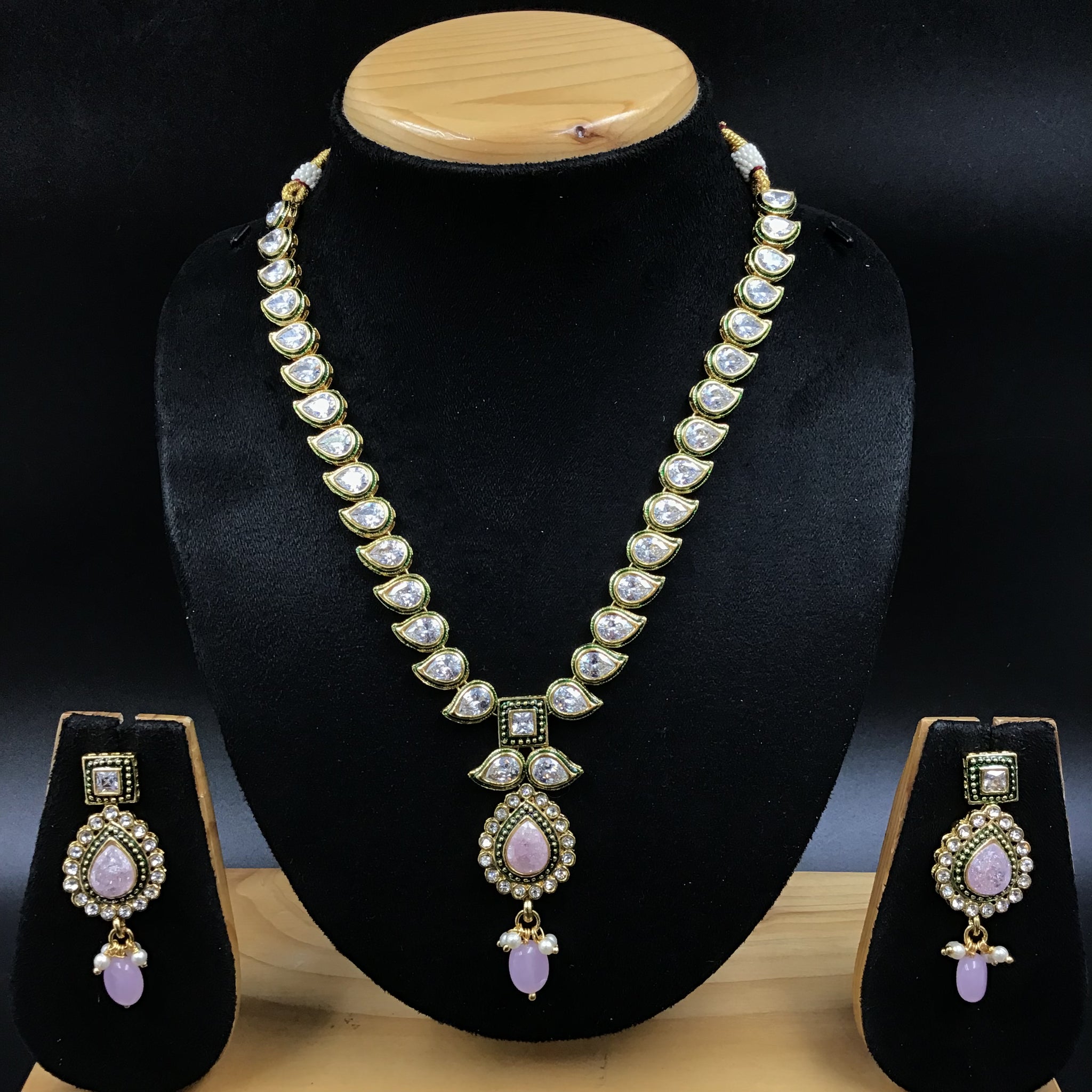 Round Neck Polki Necklace Set 4866-21 - Dazzles Jewellery