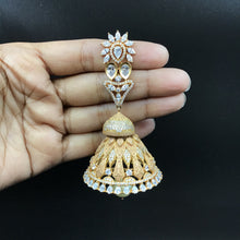 Rose Matte Gold Plated Zircon/AD Jhumki 4973-9038 - Dazzles Jewellery