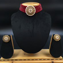 Choker Gold Look Necklace Set 4665-33 - Dazzles Jewellery