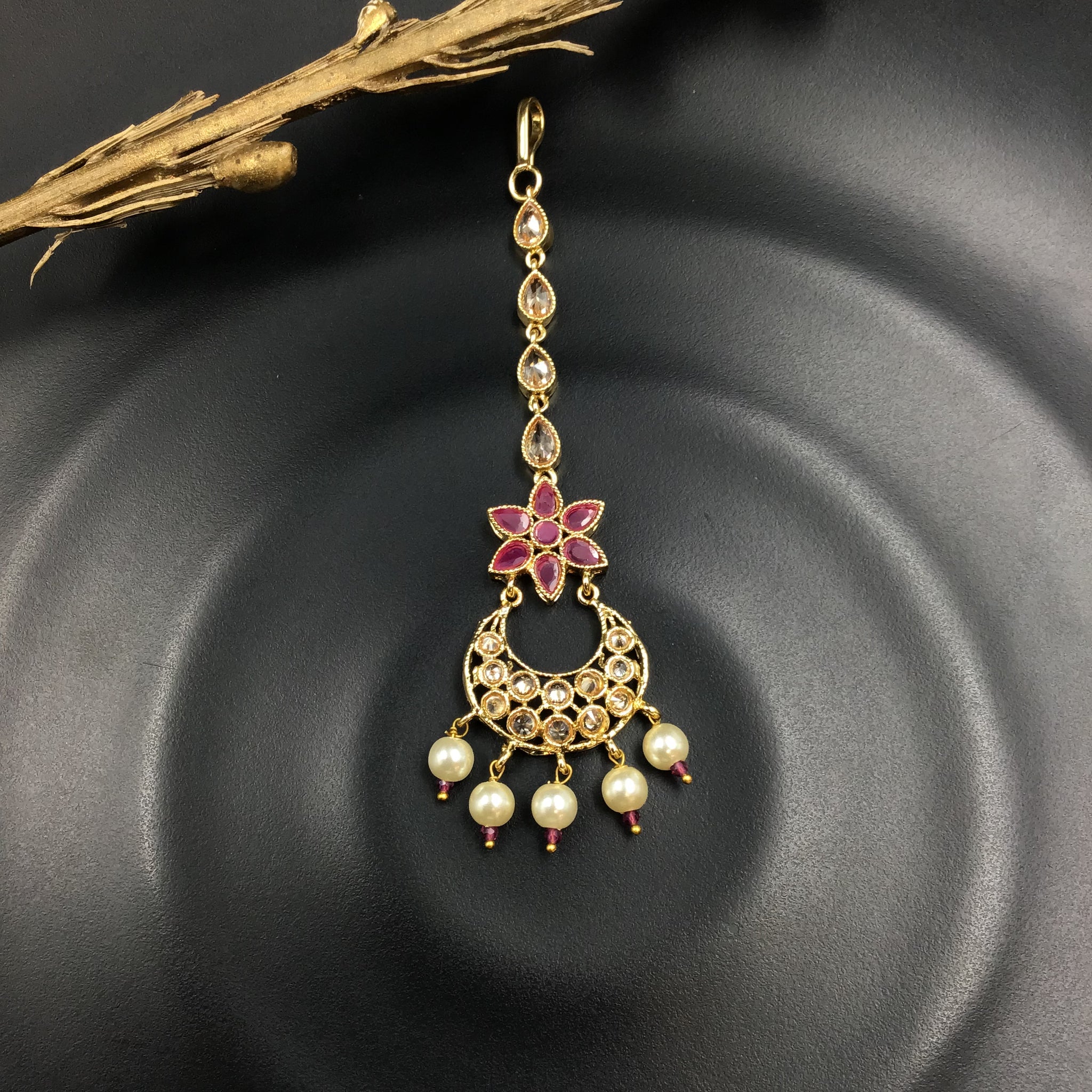 Maang Tikka Gold Look 2733-100-1 - Dazzles Jewellery
