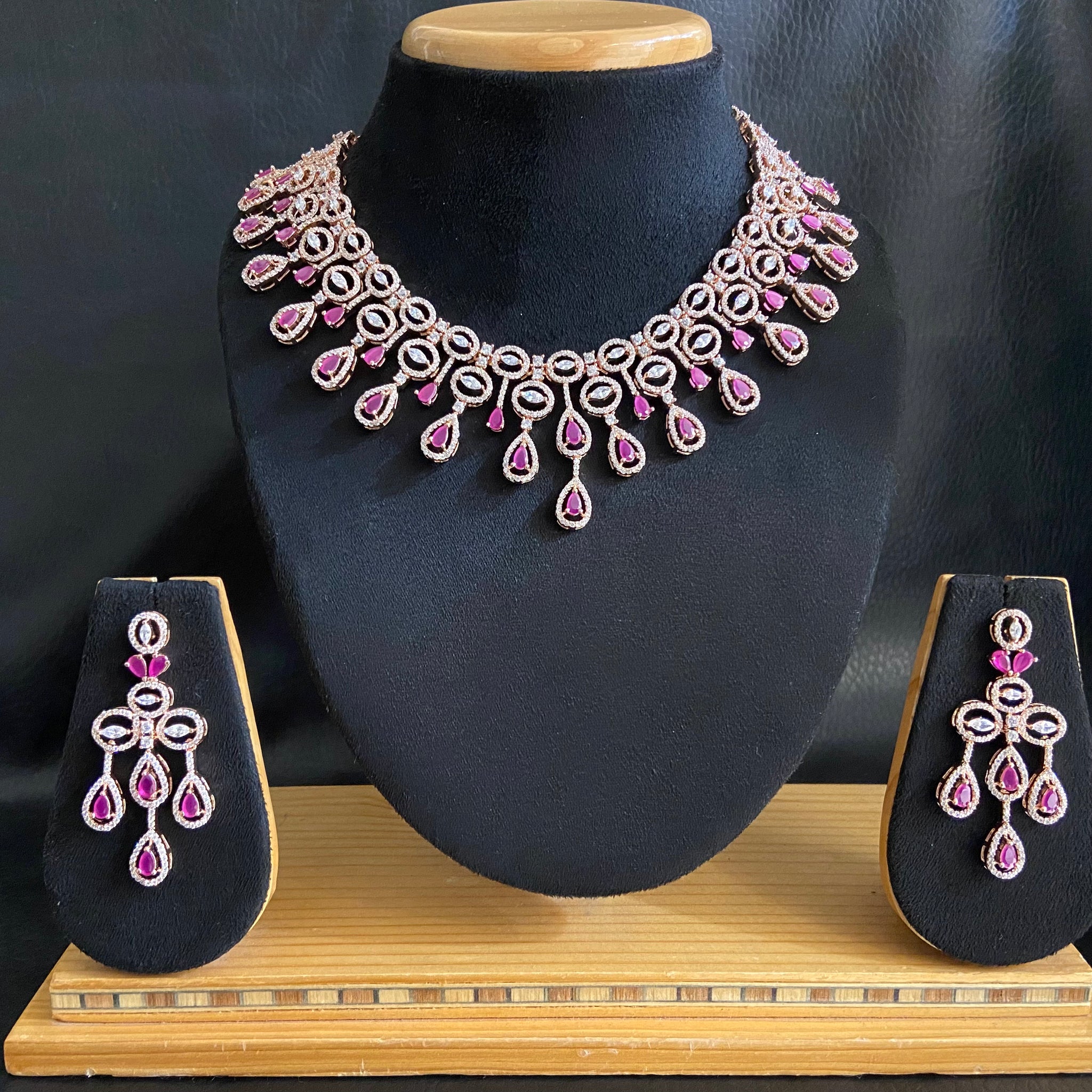 Zircon/AD Necklace Set 1182-69 - Dazzles Jewellery