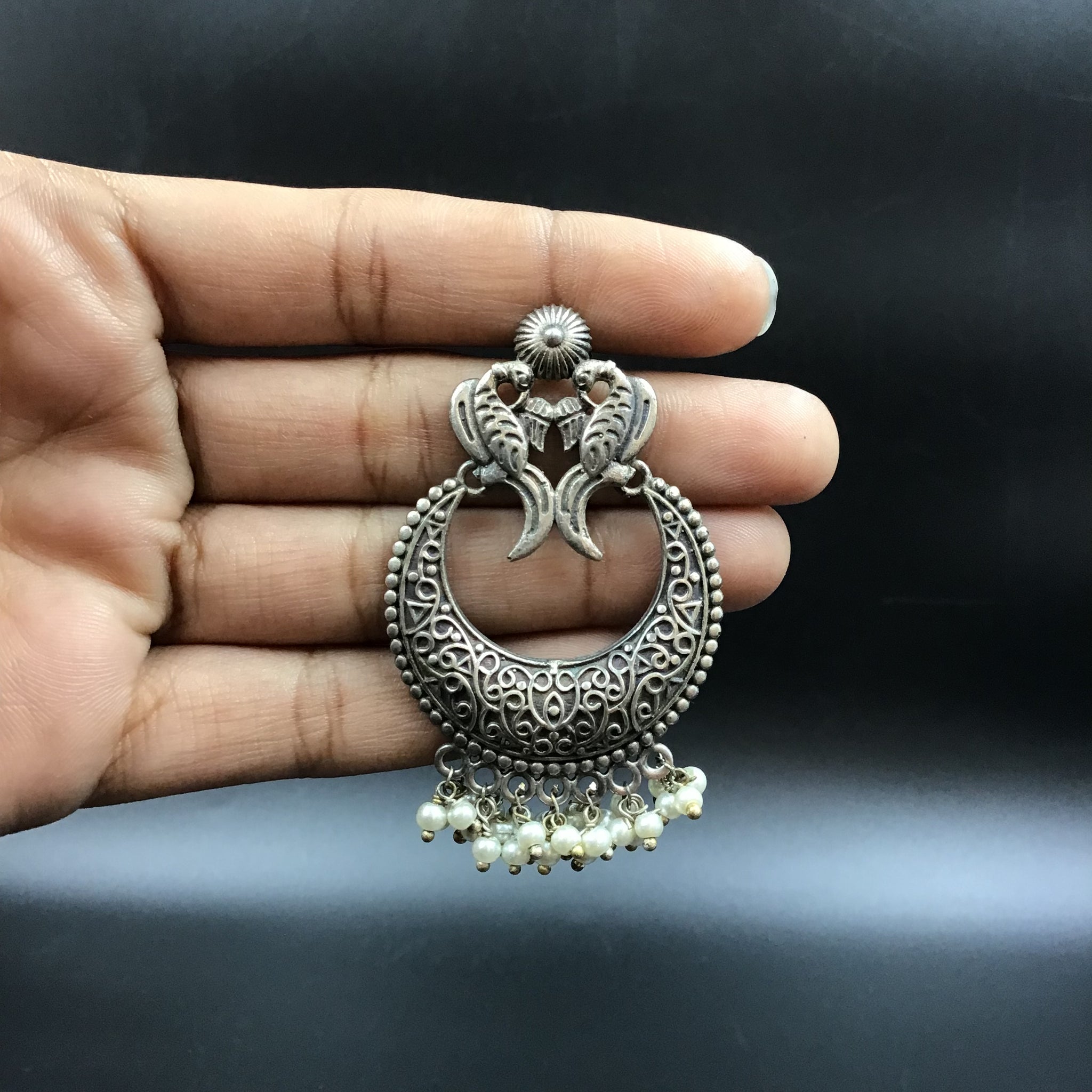 Silver Oxidized Earring - Dazzles Jewellery