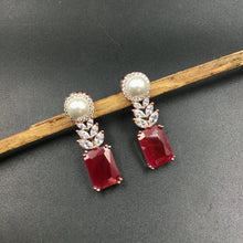 Rose Gold Polish Zircon/AD Earring 6713-69 - Dazzles Jewellery