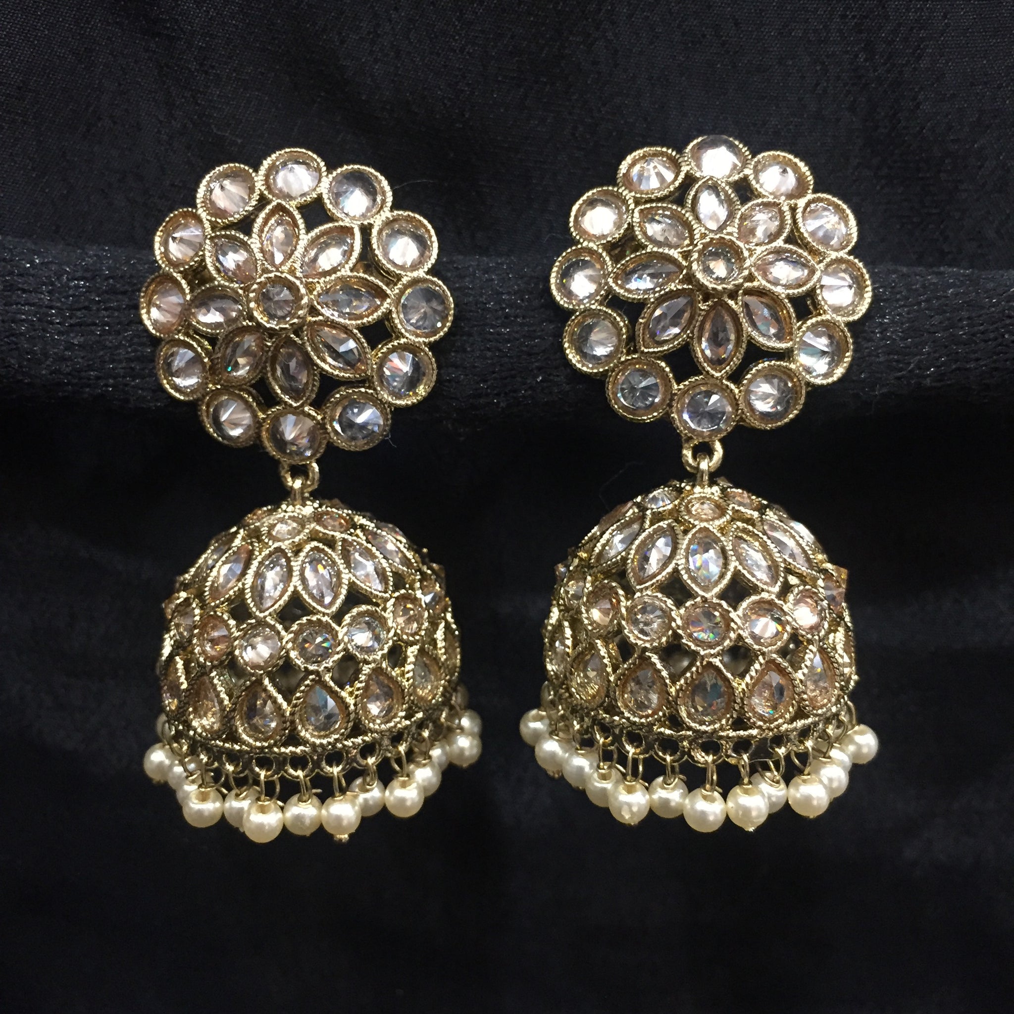 Jhumki Antique Earring 3967-28 - Dazzles Jewellery
