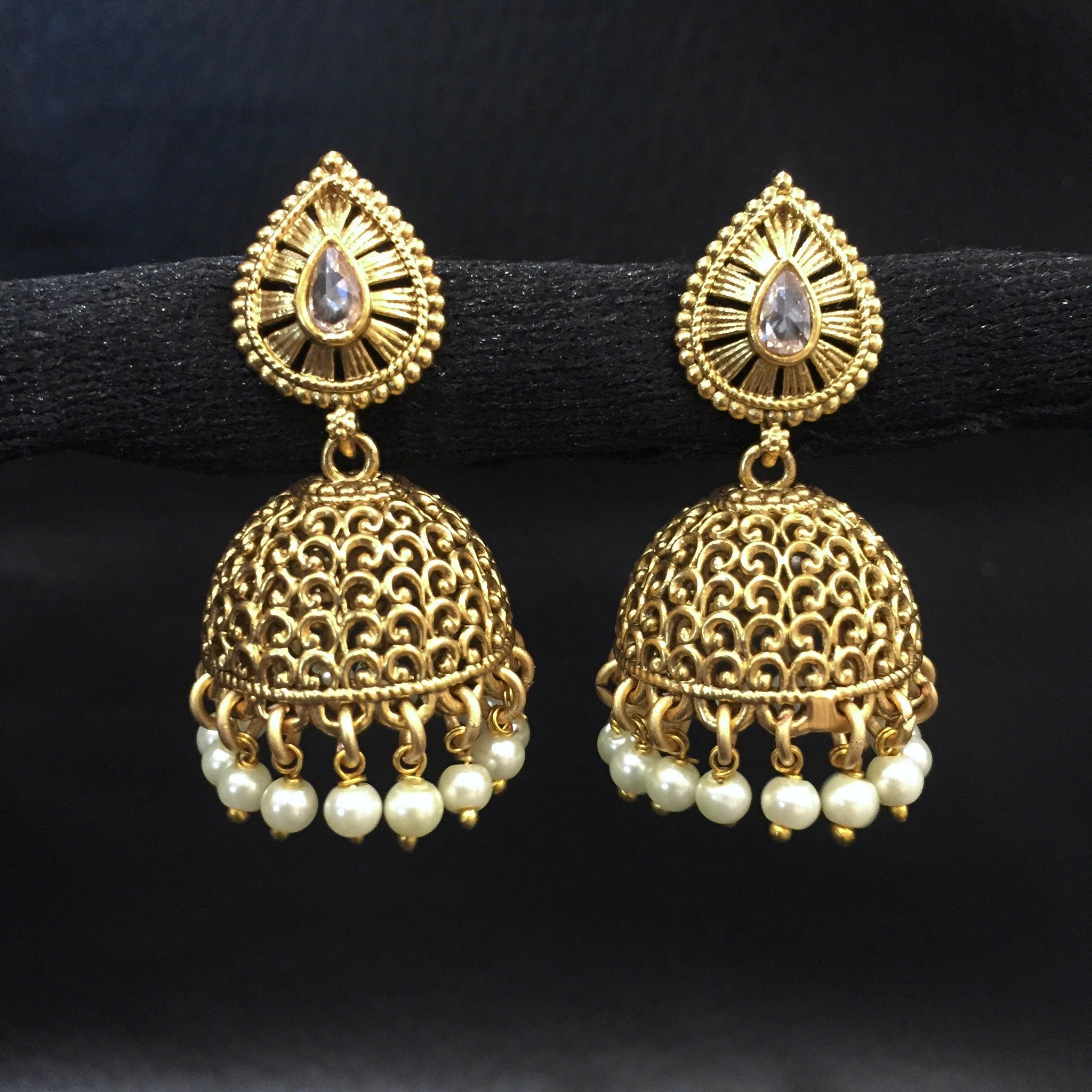 Jhumki Antique Earring 3876-28 - Dazzles Jewellery