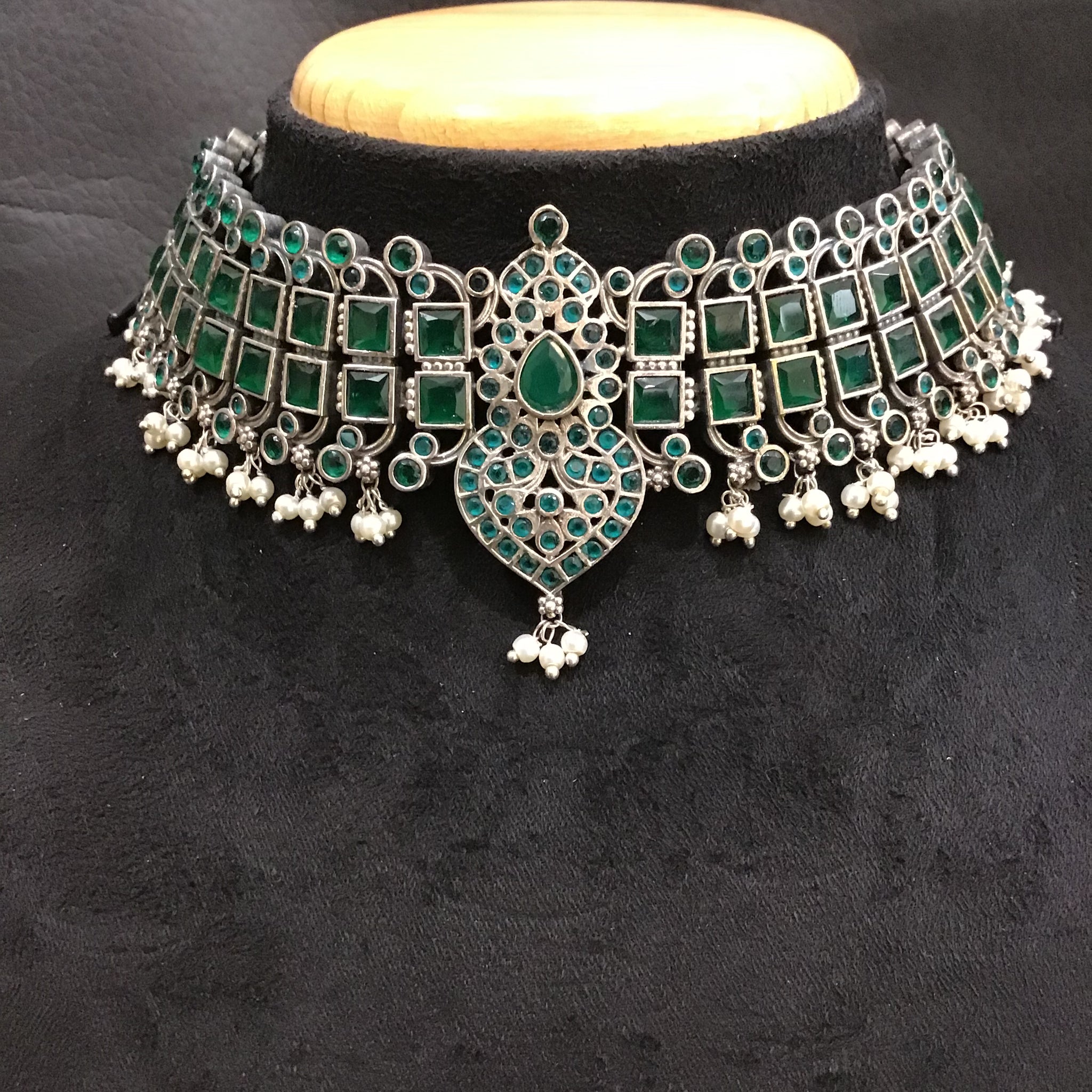Oxidized Choker Set 1217-69 - Dazzles Jewellery