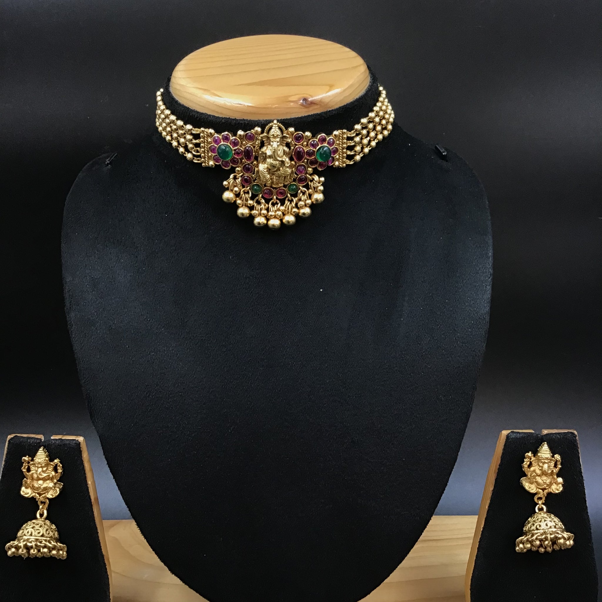 Choker Polki Necklace Set 4884-21 - Dazzles Jewellery