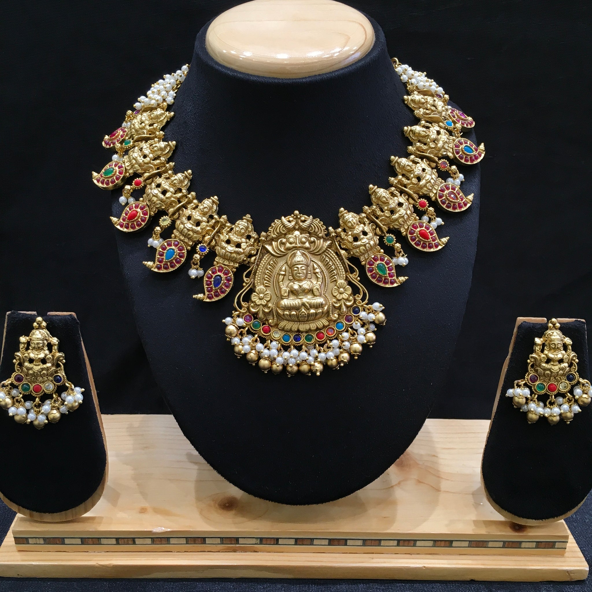 Multi Temple Necklace Set - Dazzles Jewellery