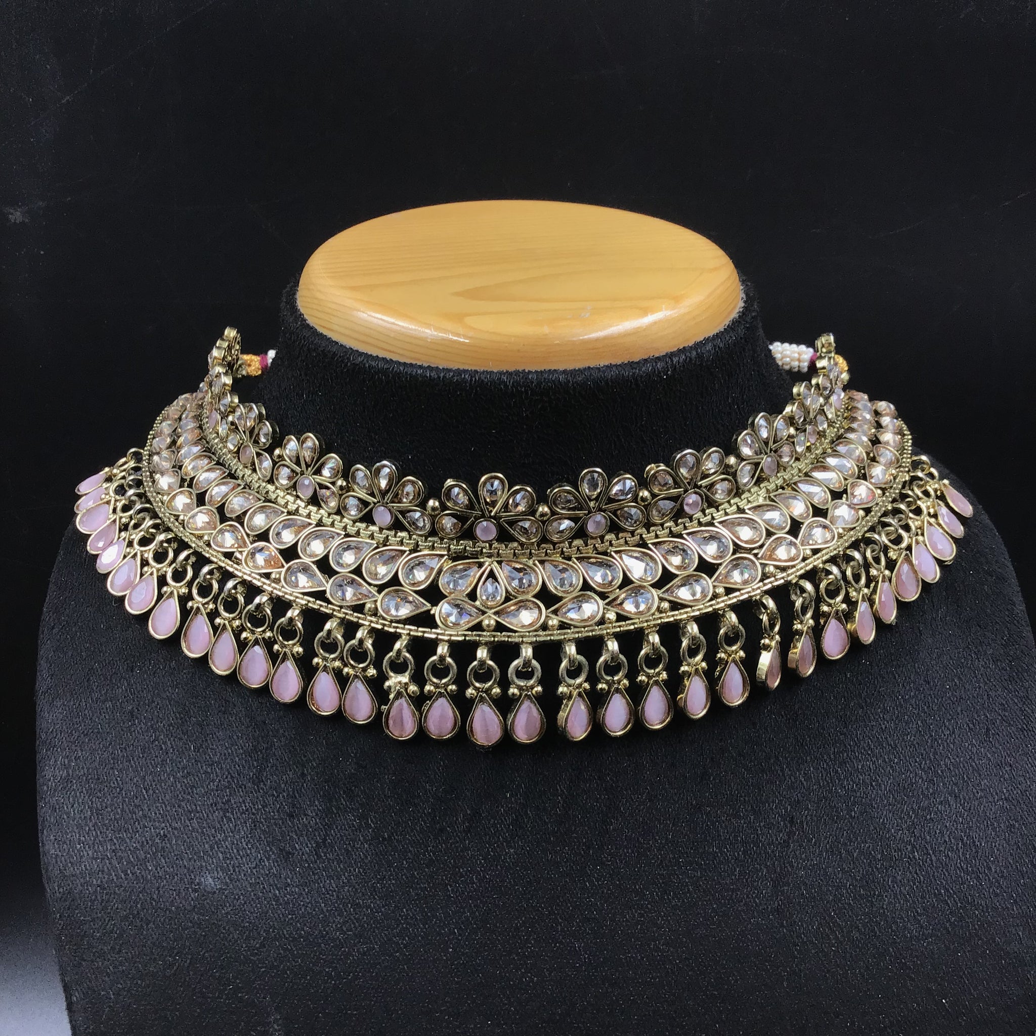 Pink Antique Necklace Set 12689-9223 - Dazzles Jewellery