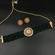 Choker Gold Look Necklace Set 4665-33 - Dazzles Jewellery