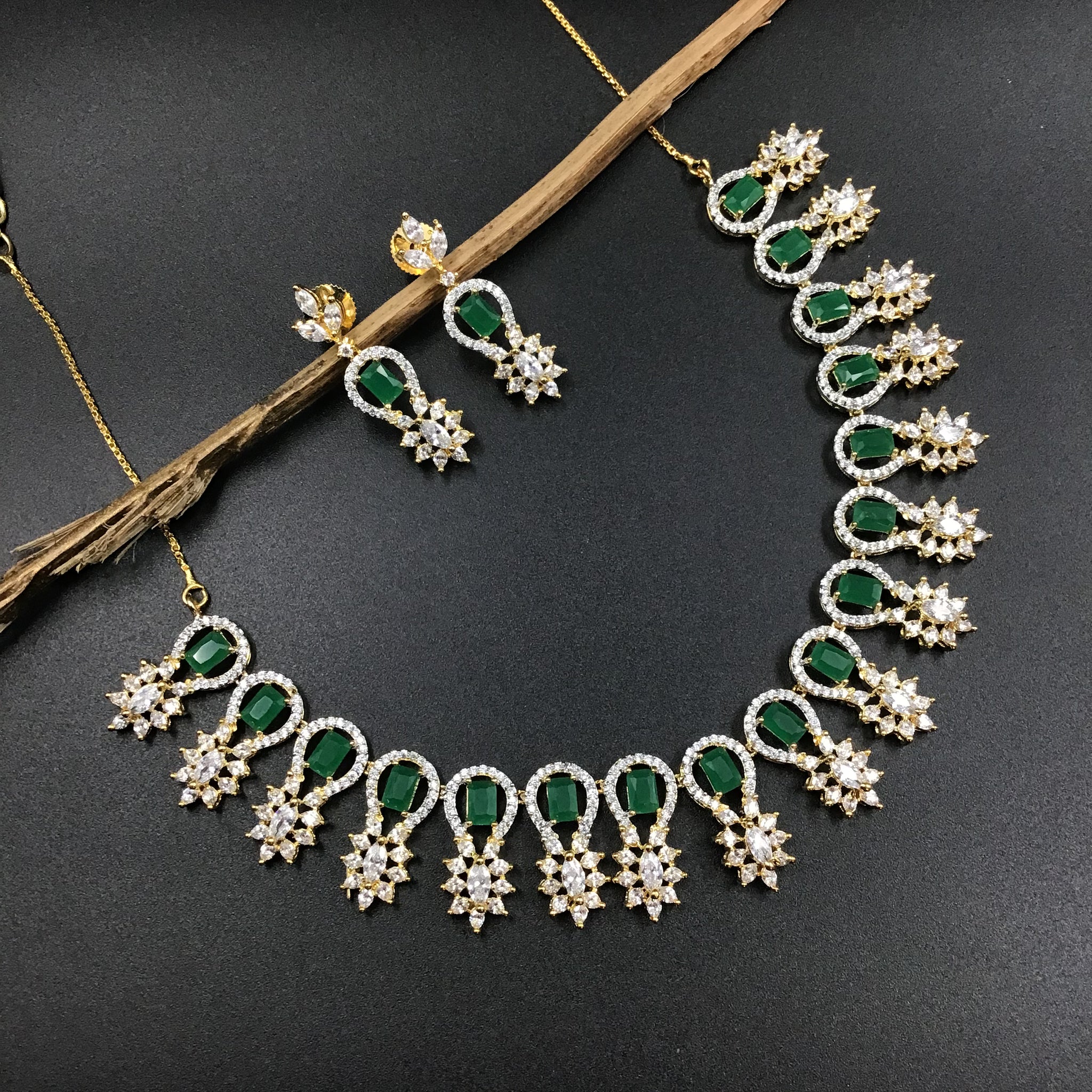Round Neck Zircon/AD Necklace Set 3159-11 - Dazzles Jewellery