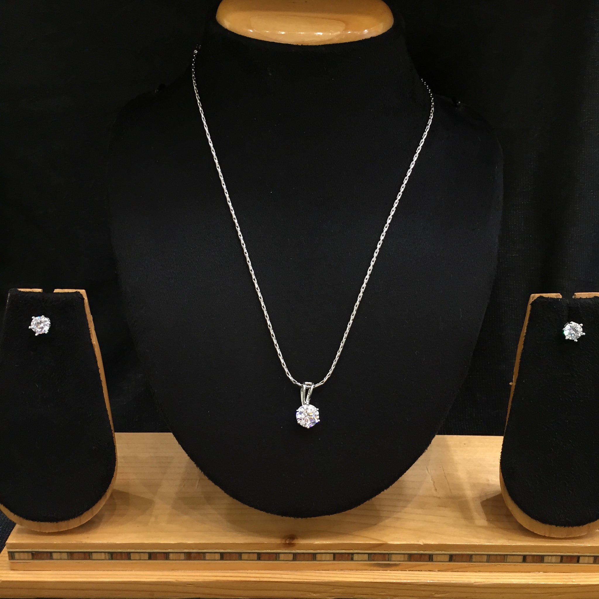Light Zircon/AD Pendant Set 6176-08 - Dazzles Jewellery