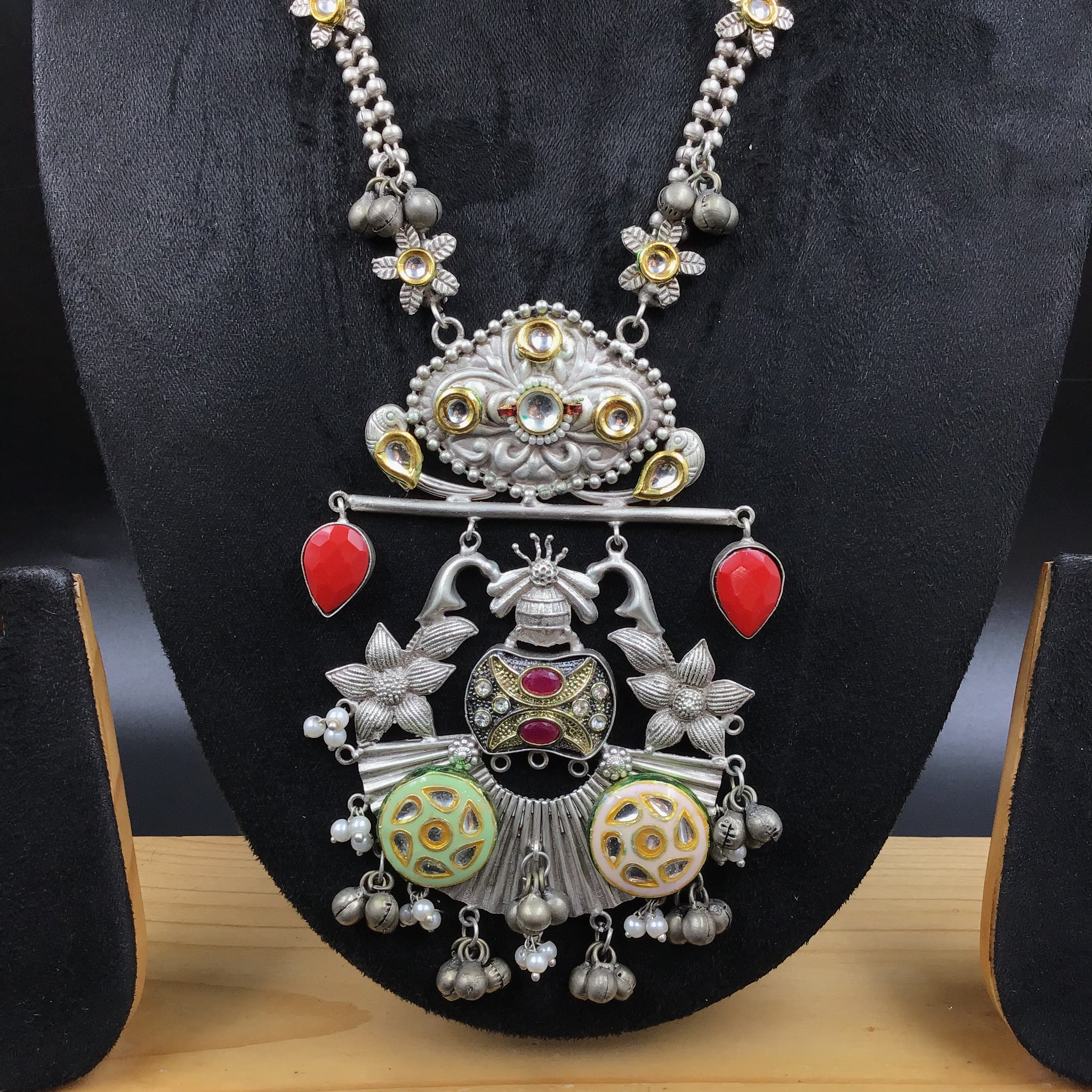 Heavy Oxidized Pendant Set 4752-42 - Dazzles Jewellery