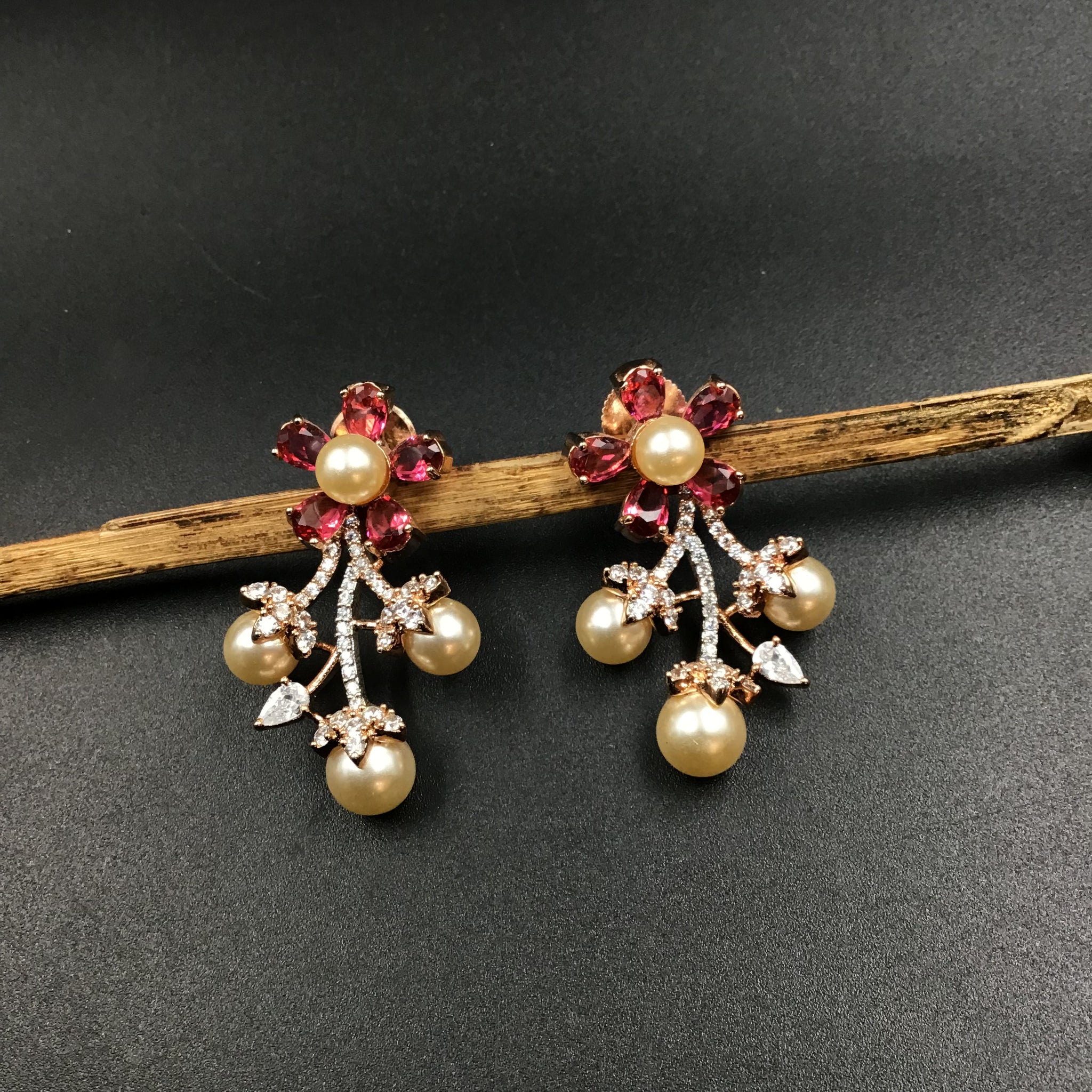 Ruby Zircon/AD Earring 17735-4917 - Dazzles Jewellery