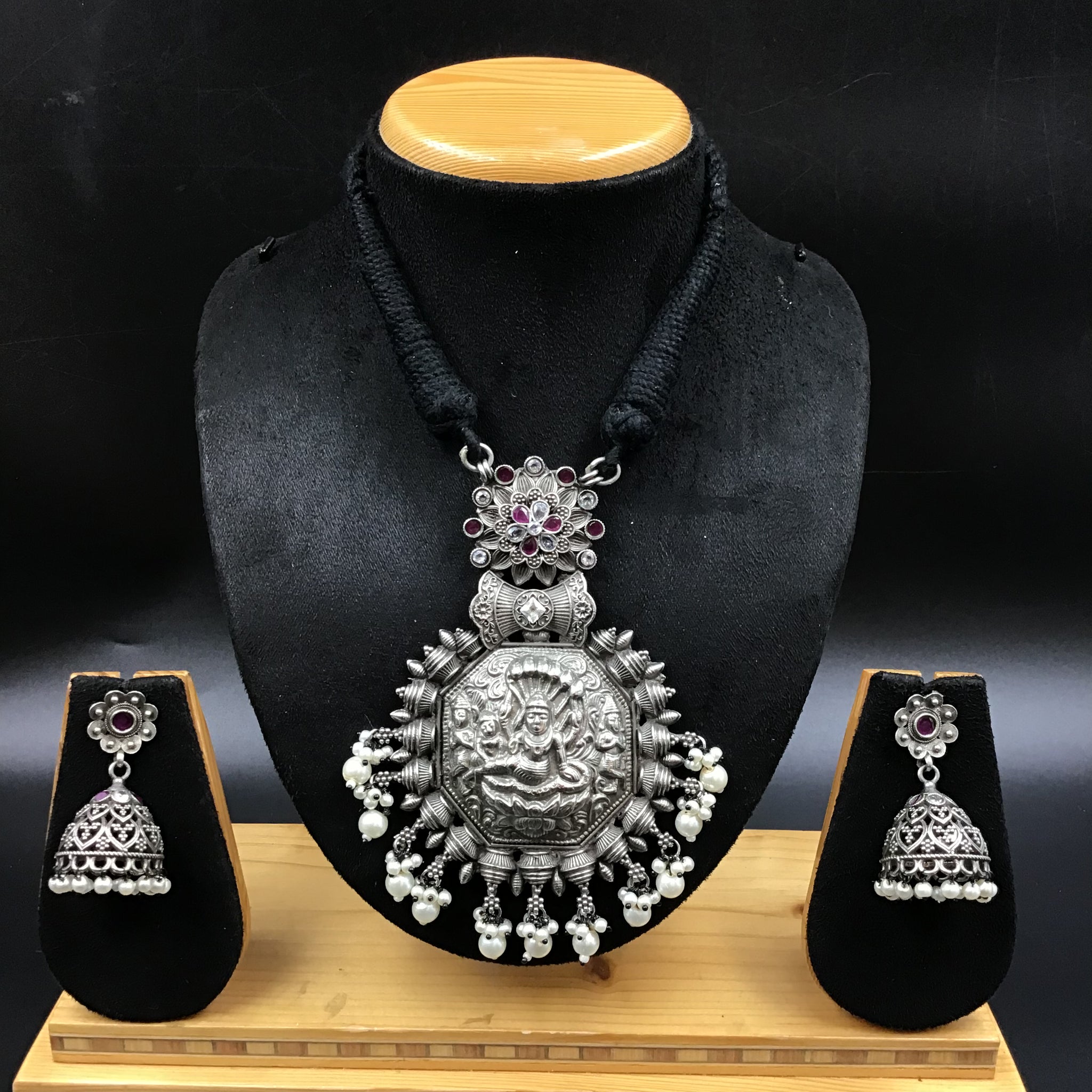 Medium Oxidized Pendant Set 4347-81 - Dazzles Jewellery