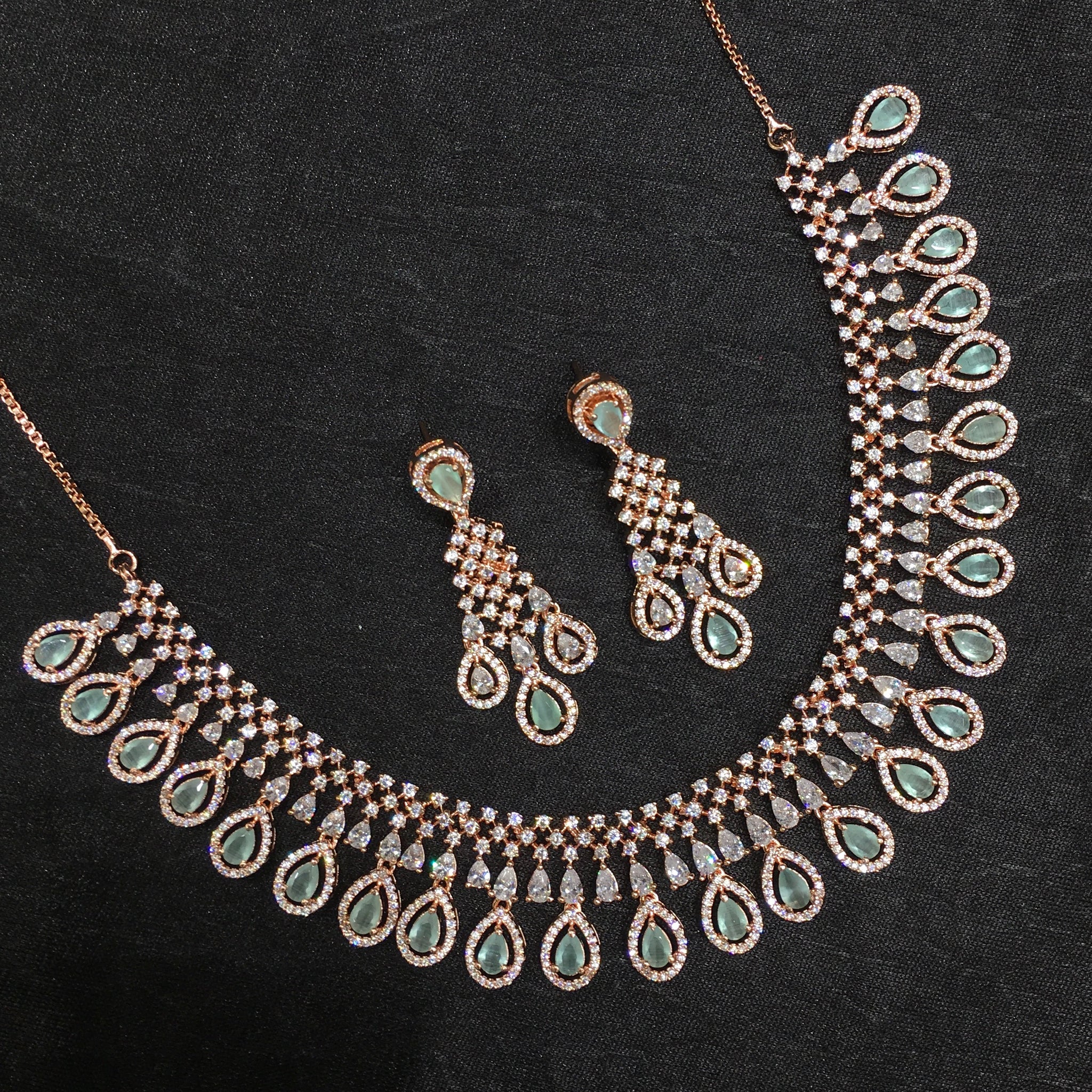 Round Neck Zircon/AD Necklace Set 6197-08 - Dazzles Jewellery