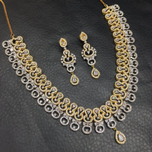 Two Tone Zircon/AD Necklace Set - Dazzles Jewellery
