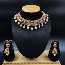 Round Neck Gold Plated Necklace Set 12947-28 - Dazzles Jewellery