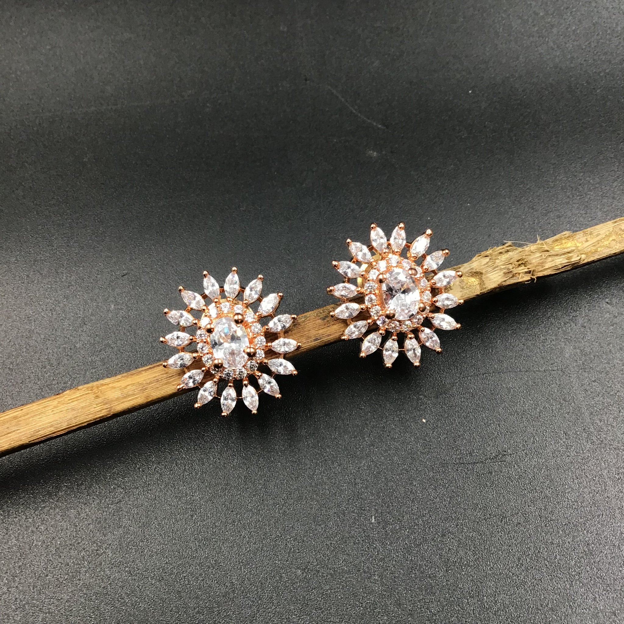 Rose Gold Zircon/AD Earring - Dazzles Jewellery