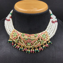 Ruby Green Jadau Necklace Set - Dazzles Jewellery
