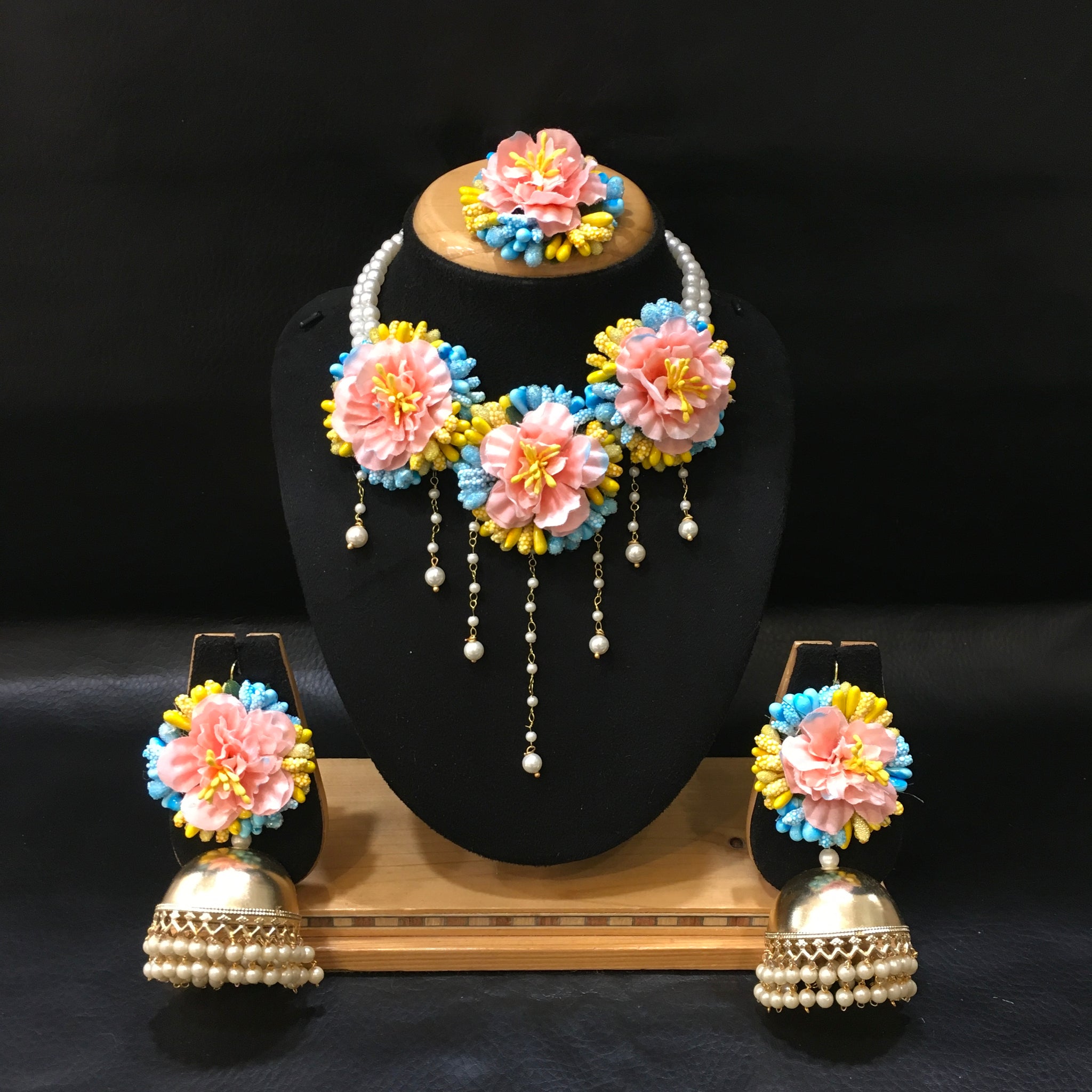 Flower Jewellery Set 5514-100 - Dazzles Jewellery