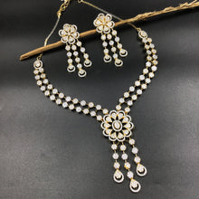 Gold Zircon/AD Necklace Set  18927-6109 - Dazzles Jewellery
