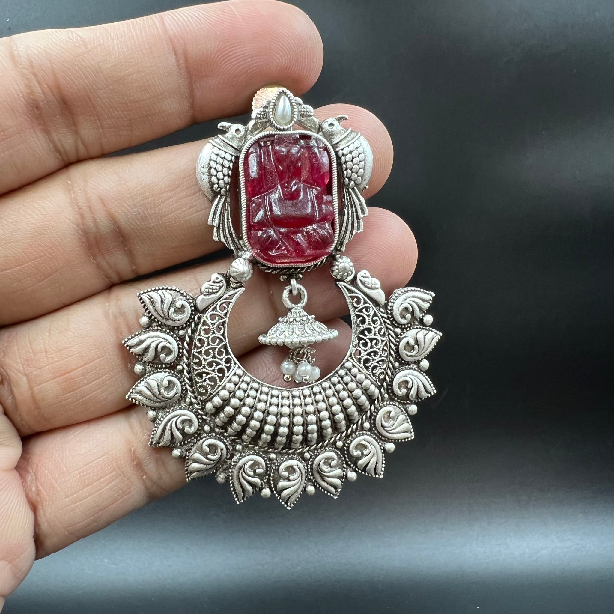 Chandbali Oxidized Earring 4483-82 - Dazzles Jewellery