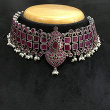 Oxidized Choker Set 1217-69 - Dazzles Jewellery