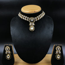 Round Neck Polki Necklace Set 1000-21 - Dazzles Jewellery