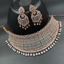Rose Gold Zircon/AD Choker Set  14798-1938 - Dazzles Jewellery