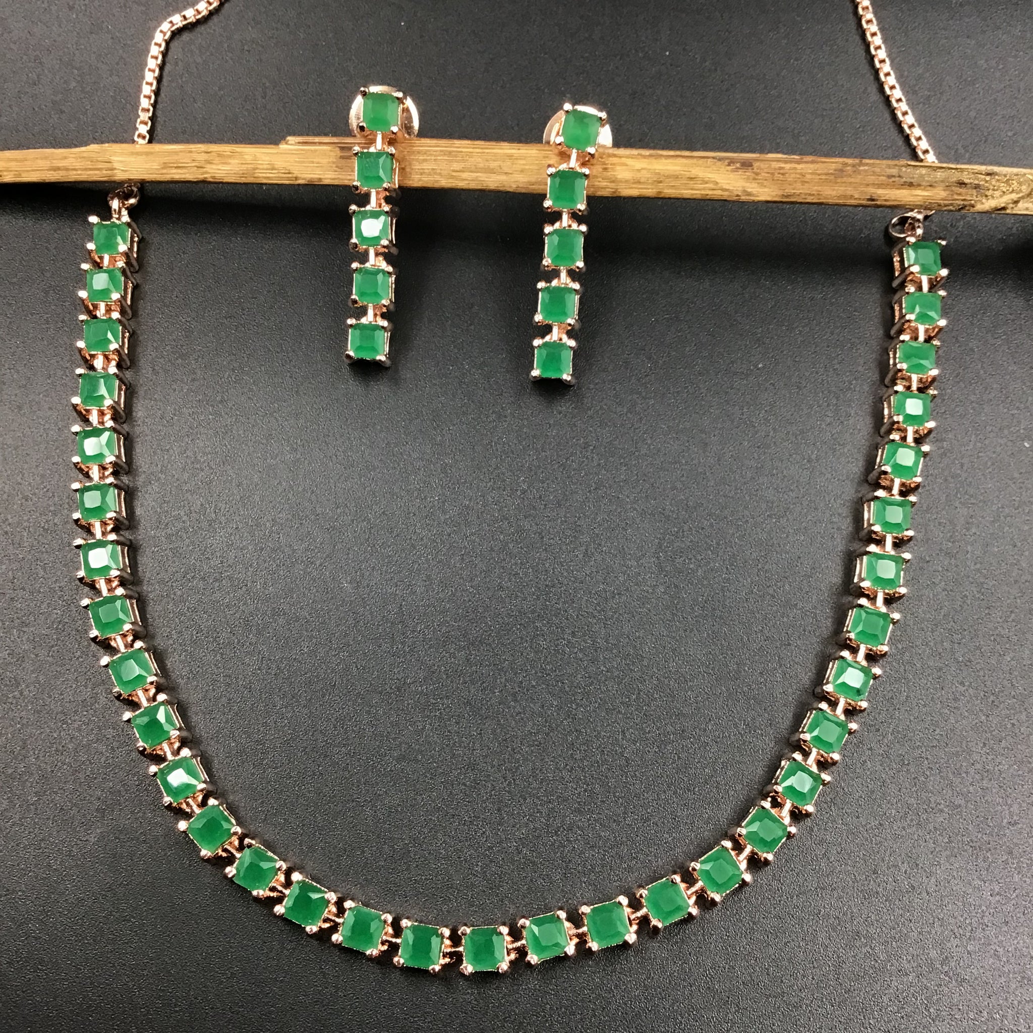 Round Neck Zircon/AD Necklace Set 6201-08 - Dazzles Jewellery