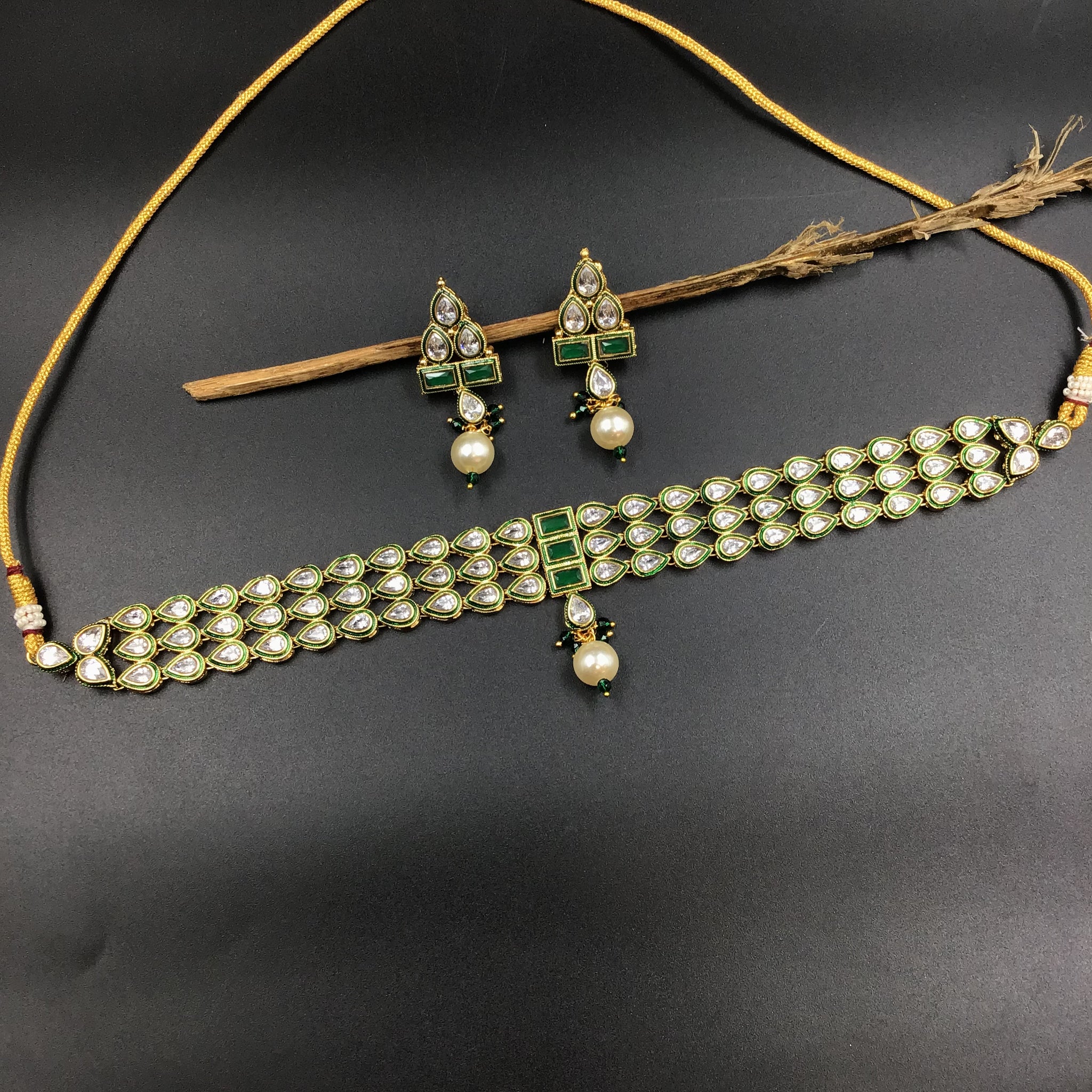 Choker Polki Necklace Set 5761-21 - Dazzles Jewellery