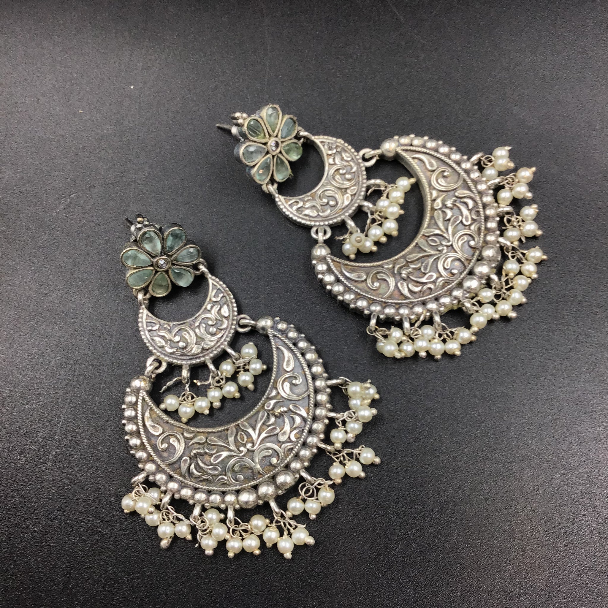 Chandbali Oxidized Earring 4695-59 - Dazzles Jewellery