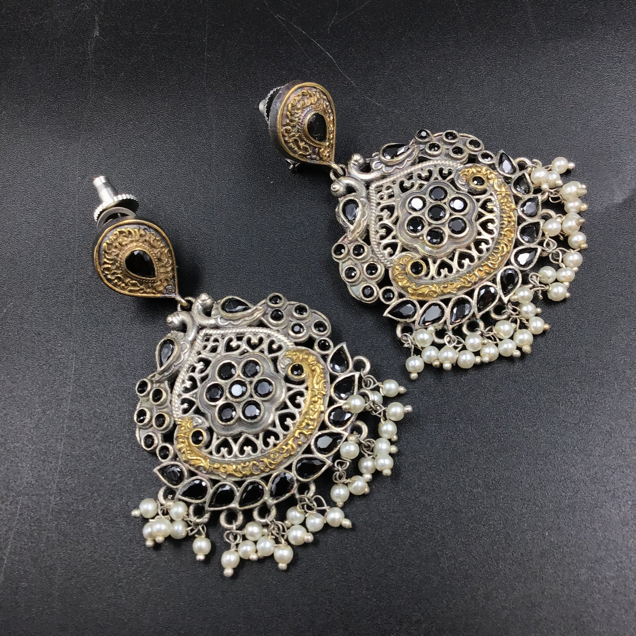 Danglers Oxidized Earring 4700-59 - Dazzles Jewellery
