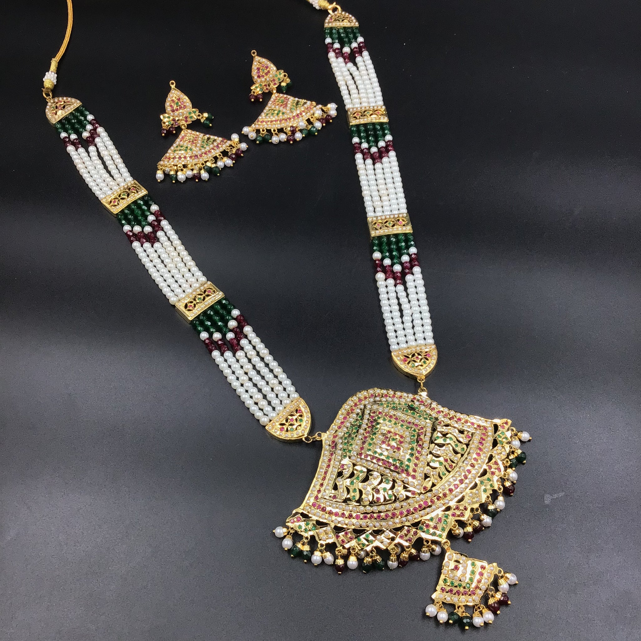 Multi Jadau Necklace Set - Dazzles Jewellery