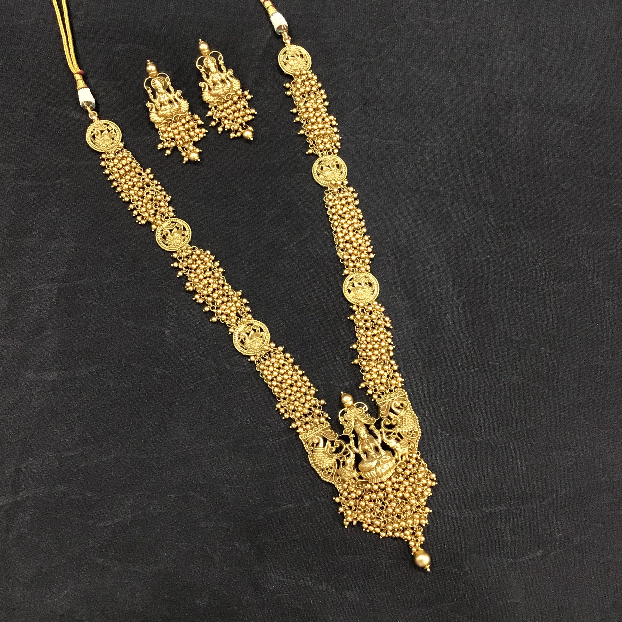 Gold Temple Pendant Set 19979-7163 - Dazzles Jewellery