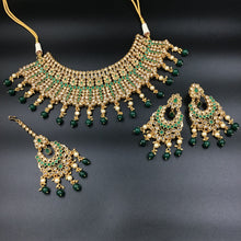 Green Gold Look Choker Set 17267 - Dazzles Jewellery