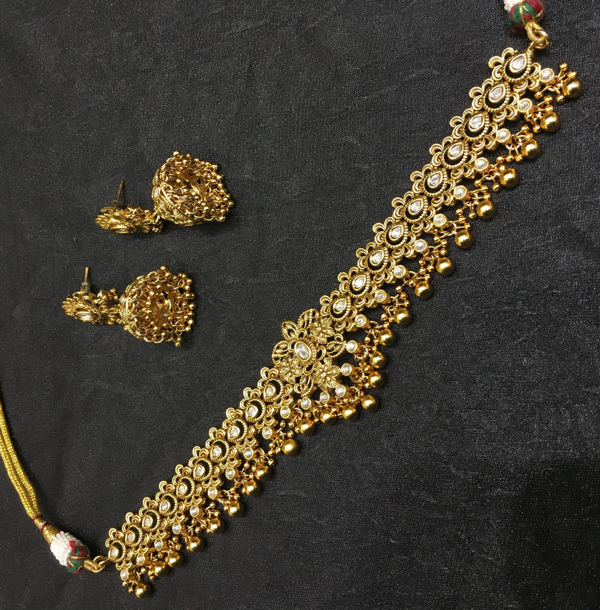 Choker Antique Necklace Set 5861-28 - Dazzles Jewellery